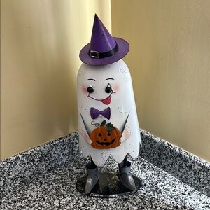 Halloween Ghost Figurine with Purple Hat